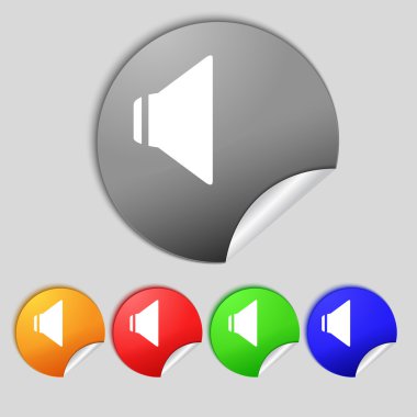 Hoparlör ses işareti simgesi. ses simgesi. renkli düğmeler ayarlayın. vektör