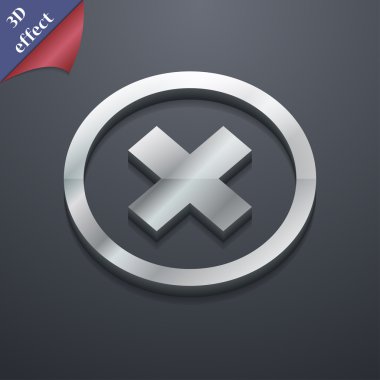 İptal simgesi işareti. 3D tarzı. Alan metni vektör ile şık, modern tasarım