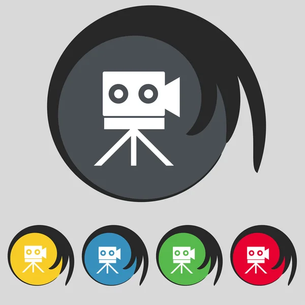 Przycisk icon.content znak kamery wideo. zestaw kolorowych przycisków. wektor — Wektor stockowy