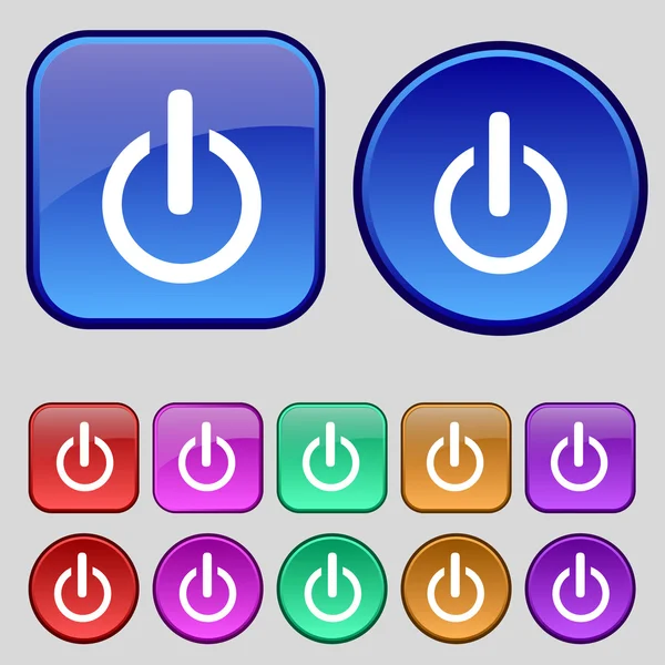 Icono de señal de poder. Cambiar símbolo. Enciende la energía. Conjunto de botones coloridos — Vector de stock