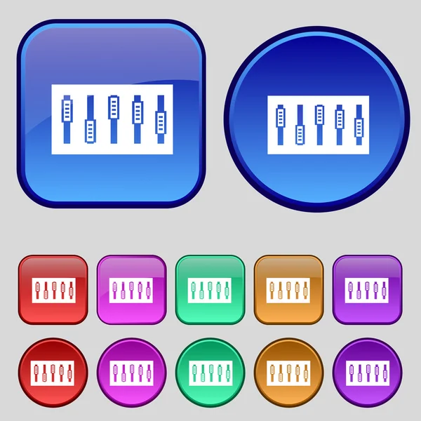 Consola Dj mezcla mangos y botones icono símbolo. Diseño moderno y moderno con espacio para su Vector de texto — Archivo Imágenes Vectoriales