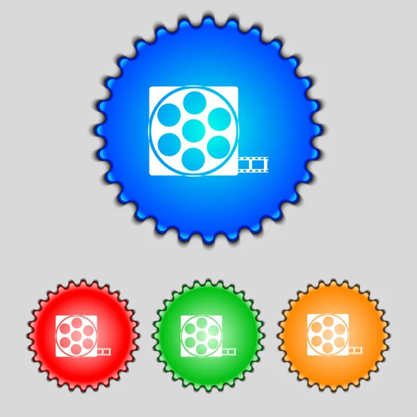 Video teken pictogram. frame symbool. kleurrijke knoppen instellen vector — Stockvector