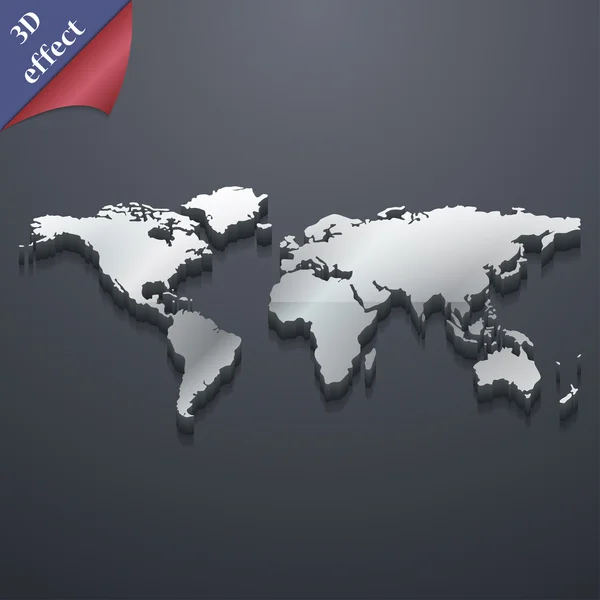 World map icon symbol. 3D style. Trendy, modern design with space for your text Vector — ストックベクタ