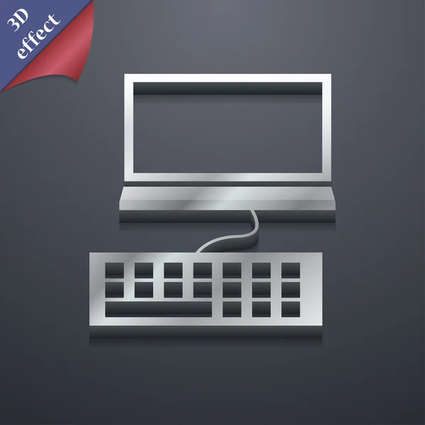Monitor de ordenador e icono de teclado símbolo. Estilo 3D. Diseño moderno y moderno con espacio para su Vector de texto — Archivo Imágenes Vectoriales