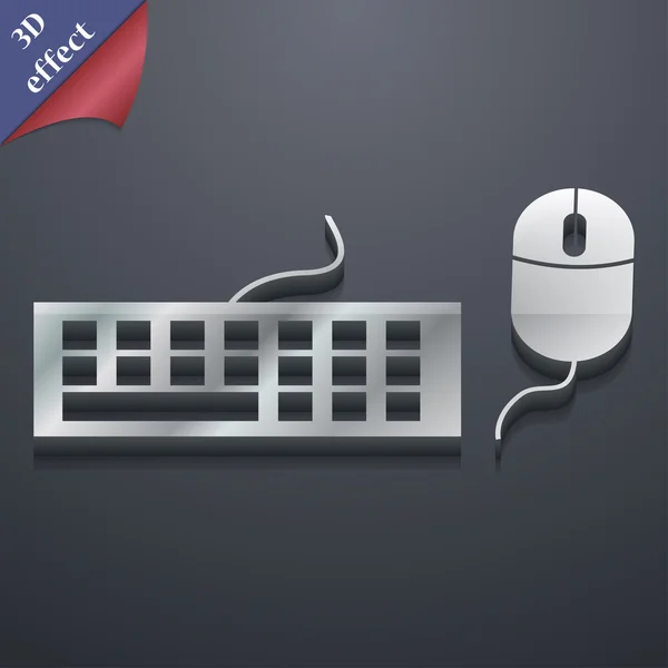 Clavier d'ordinateur et icône de souris symbole. Style 3D. Design tendance et moderne avec espace pour votre texte Vector — Image vectorielle