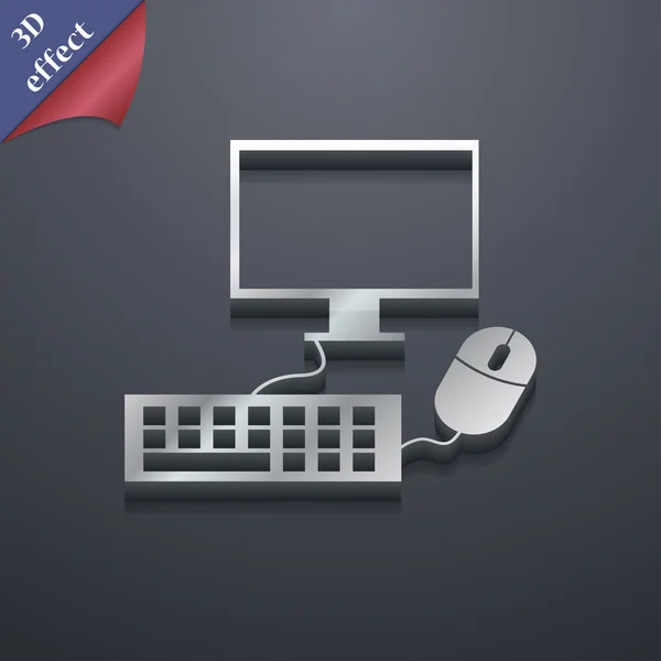 Computer monitor and keyboard icon symbol. 3D style. Trendy, modern design with space for your text Vector — ストックベクタ