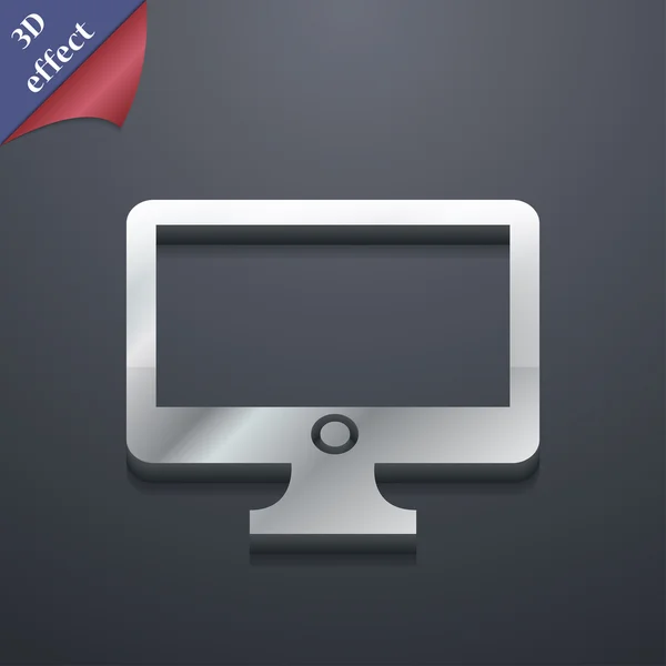 Símbolo de icono de monitor de pantalla ancha. Estilo 3D. Diseño moderno y moderno con espacio para su Vector de texto — Archivo Imágenes Vectoriales
