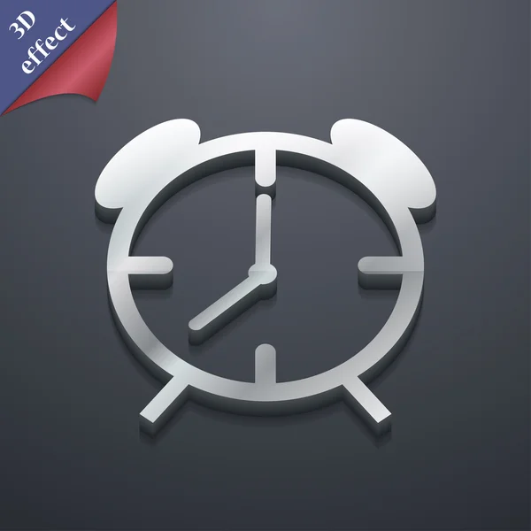 Símbolo del icono del reloj despertador. Estilo 3D. Diseño moderno y moderno con espacio para su Vector de texto — Vector de stock