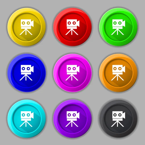 Signo de cámara de vídeo botón icon.content. Establecer botones de colores. Vector — Vector de stock