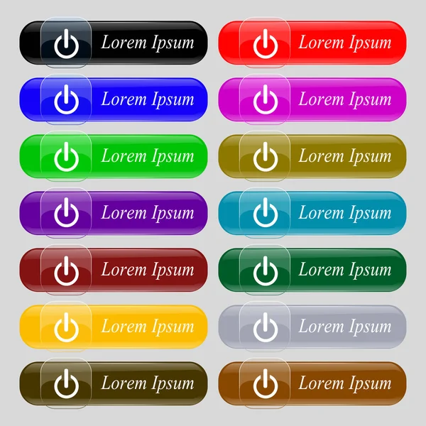 Pictogram voor energiebeheer teken. Schakelaar symbool. Inschakelen van energie. Reeks van kleurrijke knoppen — Stockvector