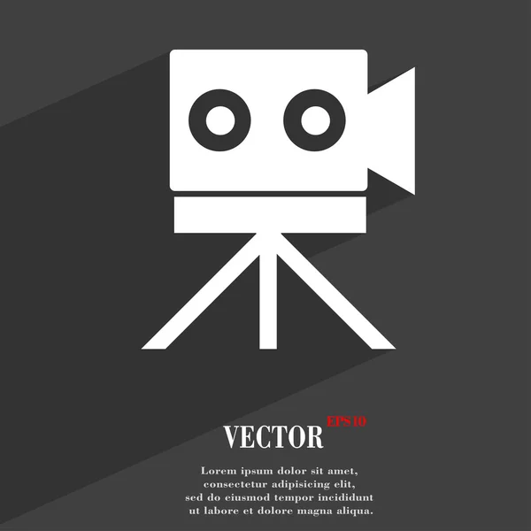 Symbole d'icône de caméra vidéo Conception Web moderne plate avec une ombre longue et de l'espace pour votre texte. Vecteur — Image vectorielle
