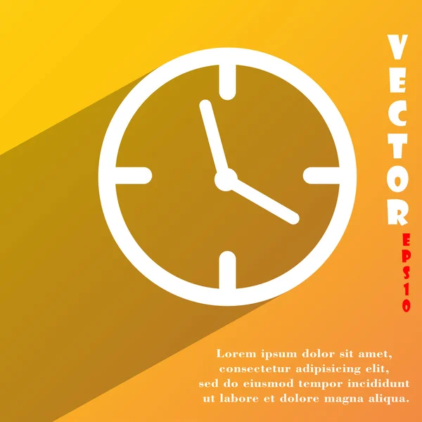 Orologio tempo icona simbolo piatto moderno web design con lunga ombra e spazio per il testo. Vettore — Vettoriale Stock