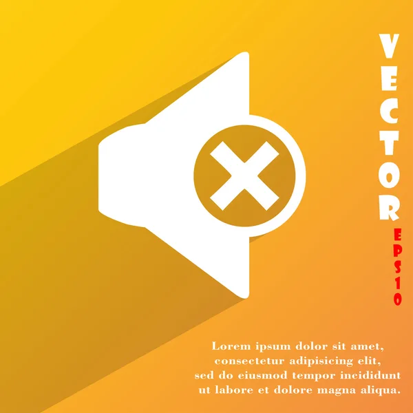 Símbolo del icono del altavoz silencioso Diseño web moderno plano con sombra larga y espacio para su texto. Vector — Vector de stock