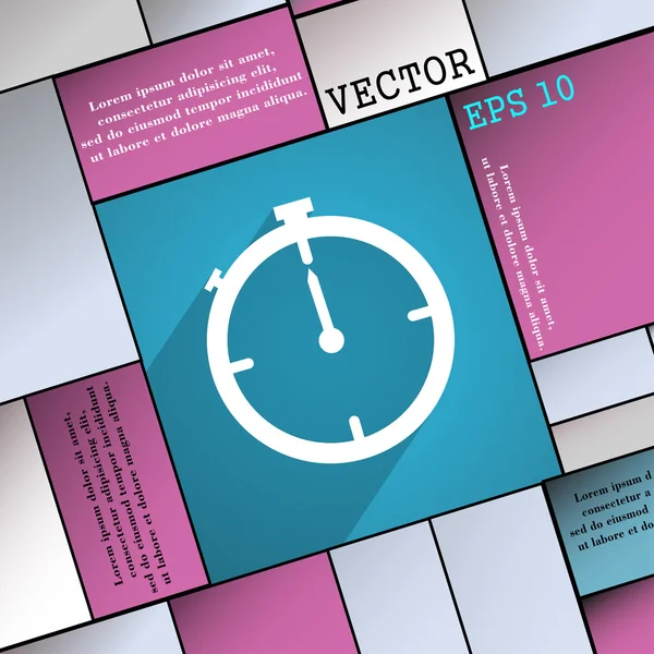 Timer-Symbol flaches modernes Webdesign mit langem Schatten und Platz für Ihren Text. Vektor — Stockvektor