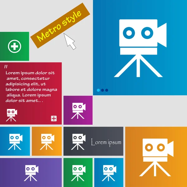 Vídeo câmera sinal icon.content botão. Definir botões coloridos. Vetor — Vetor de Stock