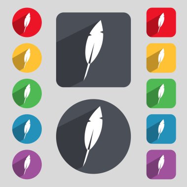 Geçiş yumuşatma işareti simgesi. Retro kalem simgesi. Renkli düğmeler vektör kümesi