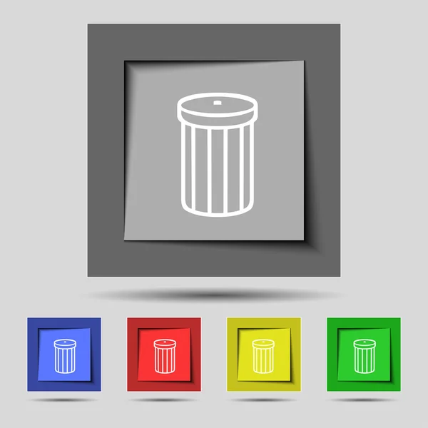 Recycle bin aláírás ikonra. Szimbólum. Színes gombok gyűjteménye. Vektor — Stock Vector