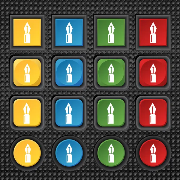 Kalem işareti simgesi. İçerik düğmesini düzenlemek. Renkli düğmeler kümesi. Vektör