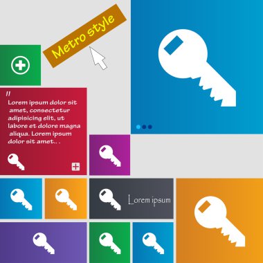 Anahtar işareti simgesi. Araç simgesine kilidini. Renkli düğmeler kümesi. Vektör