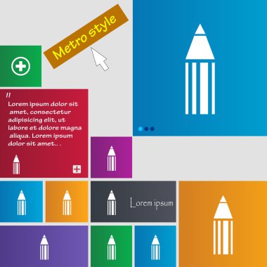 Kalem işareti simgesi. İçerik düğmesini düzenlemek. Renkli düğmeler kümesi. Vektör