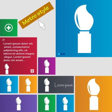 Boya fırça işareti simgesi. Sanatçı sembolü. Renkli düğmeler kümesi. Vektör