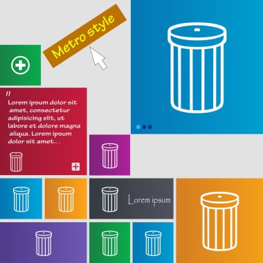 Geri dönüşüm kutusu işareti simgesi. Sembolü. Renkli düğmeler kümesi. Vektör