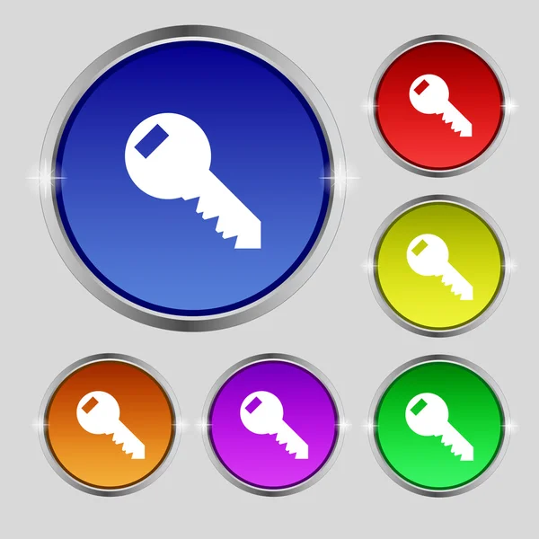 Anahtar işareti simgesi. Araç simgesine kilidini. Renkli düğmeler kümesi. Vektör