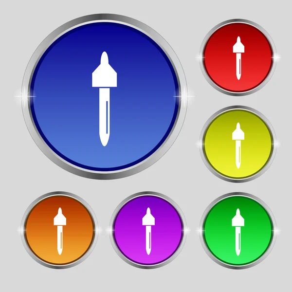 Icône de signe compte-gouttes. symbole de pipette. Ensemble de boutons colorés. Vecteur — Image vectorielle