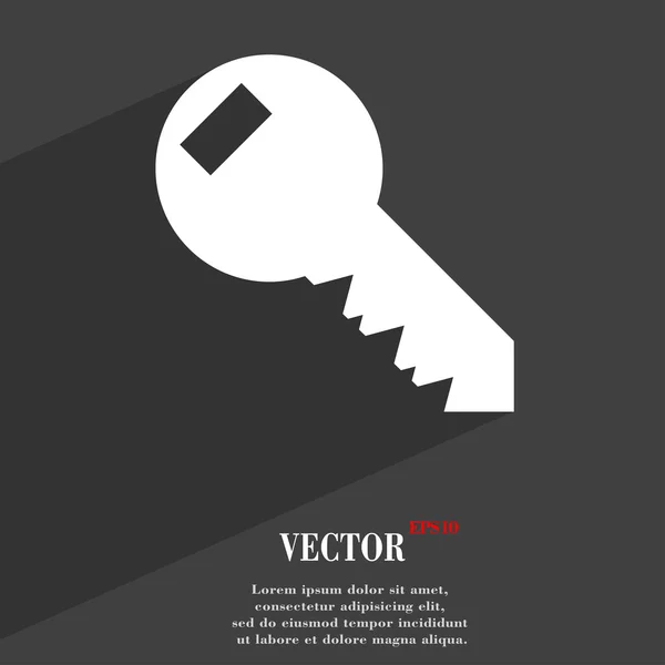 Icono clave símbolo Diseño web moderno plano con sombra larga y espacio para su texto. Vector — Vector de stock