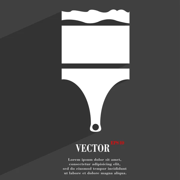 Símbolo de ícone de pincel de pintura Design web moderno plano com sombra longa e espaço para o seu texto. Vetor — Vetor de Stock