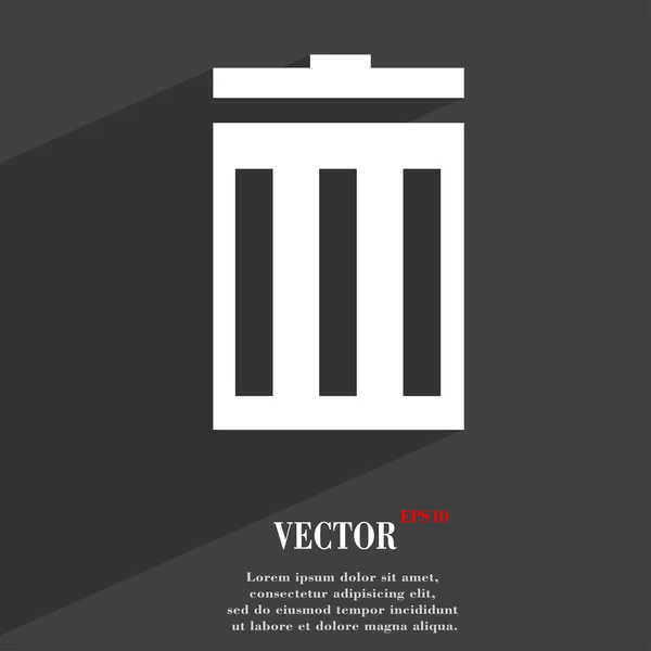 Símbolo de ícone de lixeira Design web moderno plano com sombra longa e espaço para o seu texto. Vetor — Vetor de Stock