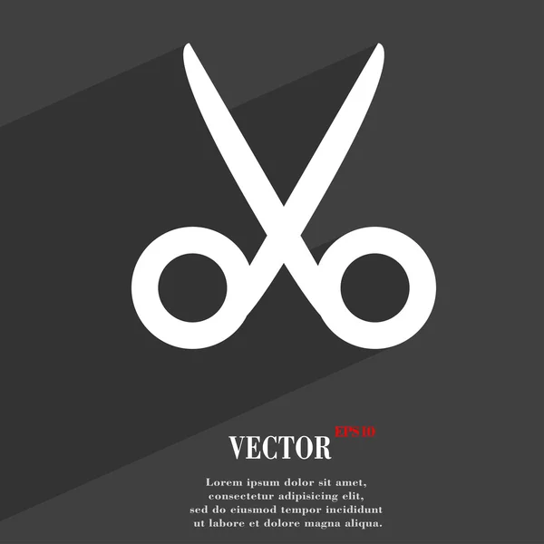 Nůžky Kadeřnické ikonu symbolu ploché moderní web design s dlouhý stín a prostor pro váš text. Vektor — Stockový vektor