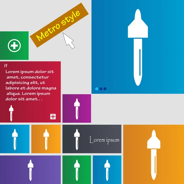 Icône de signe compte-gouttes. symbole de pipette. Ensemble de boutons colorés. Vecteur — Image vectorielle