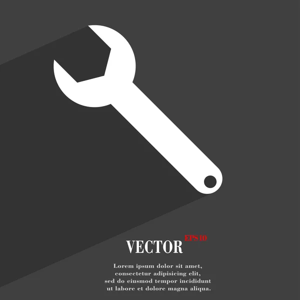 Skiftnyckel nyckelikonen symbol platt modern webbdesign med långa skugga och utrymme för din text. Vektor — Stock vektor