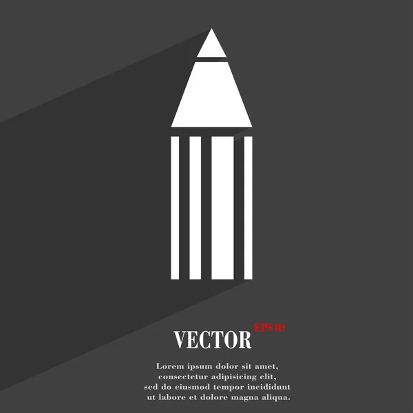 Symbole icône crayon Design moderne plat avec une ombre longue et de l'espace pour votre texte. Vecteur — Image vectorielle