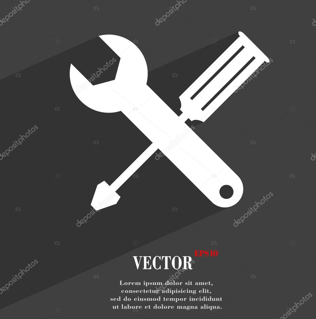 screwdriver wrench icon symbol Flat modern web design with long shadow and space for your text. Vector