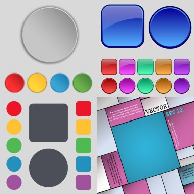 Farklı renkli düğmeler büyük kümesi. Web siteniz için şık, modern tasarım. Vektör
