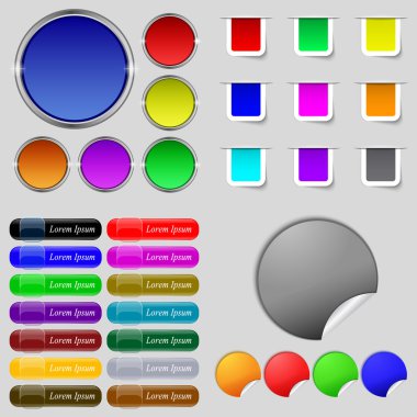 Farklı renkli düğmeler büyük kümesi. Web siteniz için şık, modern tasarım. Vektör