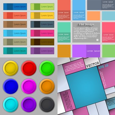 Farklı renkli düğmeler büyük kümesi. Web siteniz için şık, modern tasarım. Vektör