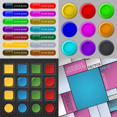 Farklı renkli düğmeler büyük kümesi. Web siteniz için şık, modern tasarım. Vektör
