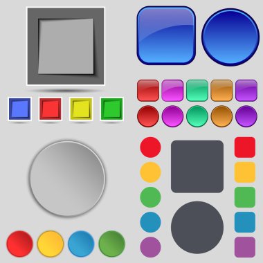 Farklı renkli düğmeler büyük kümesi. Web siteniz için şık, modern tasarım. Vektör