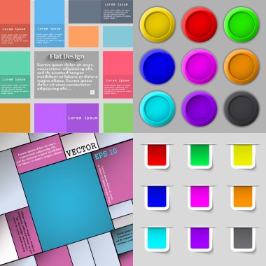 Farklı renkli düğmeler büyük kümesi. Web siteniz için şık, modern tasarım. Vektör