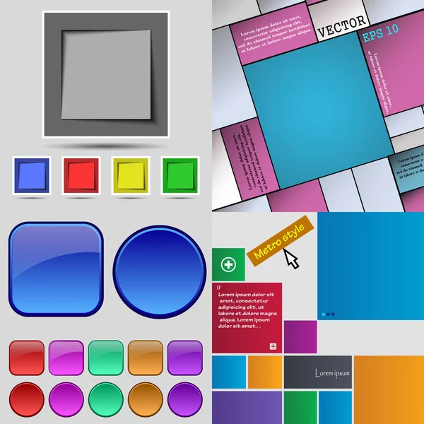 Grand ensemble de boutons de différentes couleurs. Design moderne et tendance pour votre site web. Vecteur — Image vectorielle