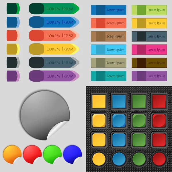 Big set of different colored buttons. Trendy, modern design for your web site. Vector — Stock Vector