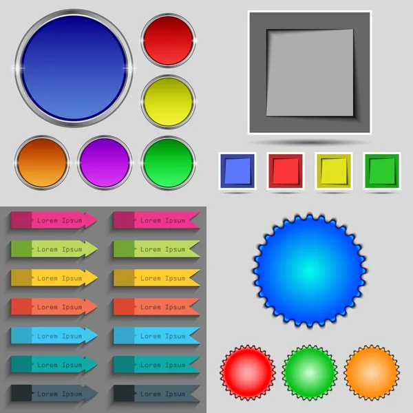 Big set of different colored buttons. Trendy, modern design for your web site. Vector — Stock Vector