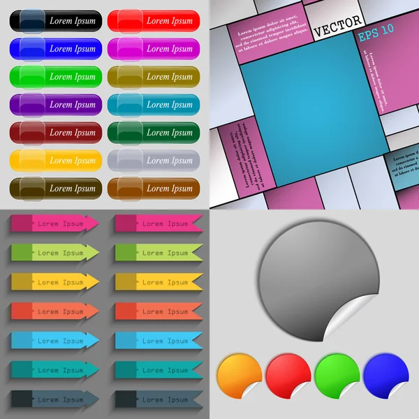 다른 색된 버튼의 큰 집합입니다. 귀하의 웹 사이트에 대 한 최신 유행, 현대적인 디자인입니다. 벡터 — 스톡 벡터