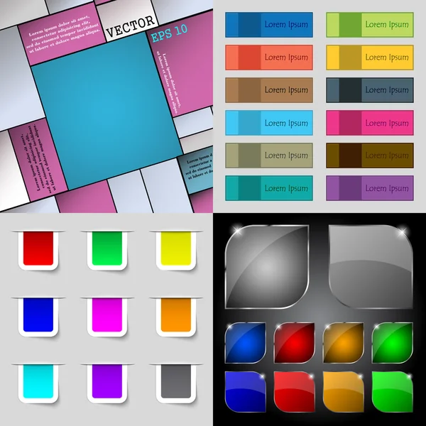 Grand ensemble de boutons de différentes couleurs. Design moderne et tendance pour votre site web. Vecteur — Image vectorielle