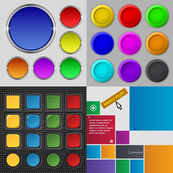 Большой набор разноцветных кнопок. Традиционный, современный дизайн вашего веб-сайта. Вектор — стоковый вектор