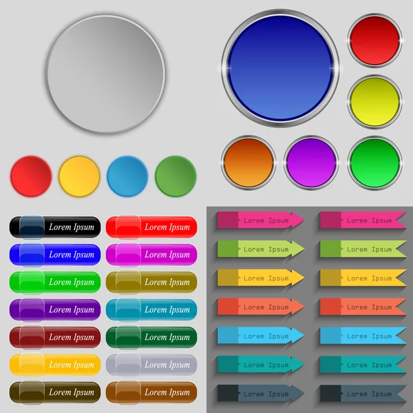 Velká sada různých barevných tlačítek. Módní, moderní design pro vaše webové stránky. Vektor — Stockový vektor