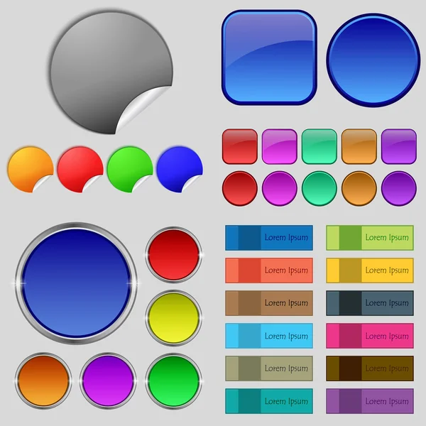 異なる色のボタンの大きなセット。Web サイトのトレンディでモダンなデザイン。ベクトル — ストックベクタ